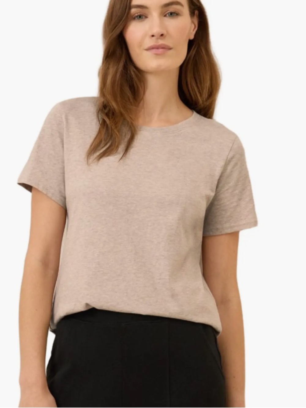 Pact Women's Short Sleeve organic Crewneck Tee in Light Taupe med